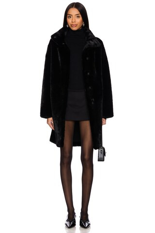 Apparis Blair Mid Length Coat in Noir from Revolve.com | Revolve Clothing (Global)