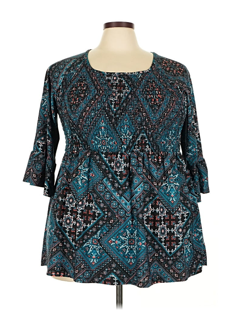 Bobbie Brooks Teal 3/4 Sleeve Blouse Size 3X - 32% off | ThredUp (US)