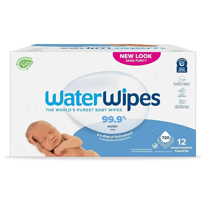 WaterWipes Plastic-Free Original Baby Wipes, 99.9% Water Based Wipes, Unscented & Hypoallergenic ... | Amazon (US)