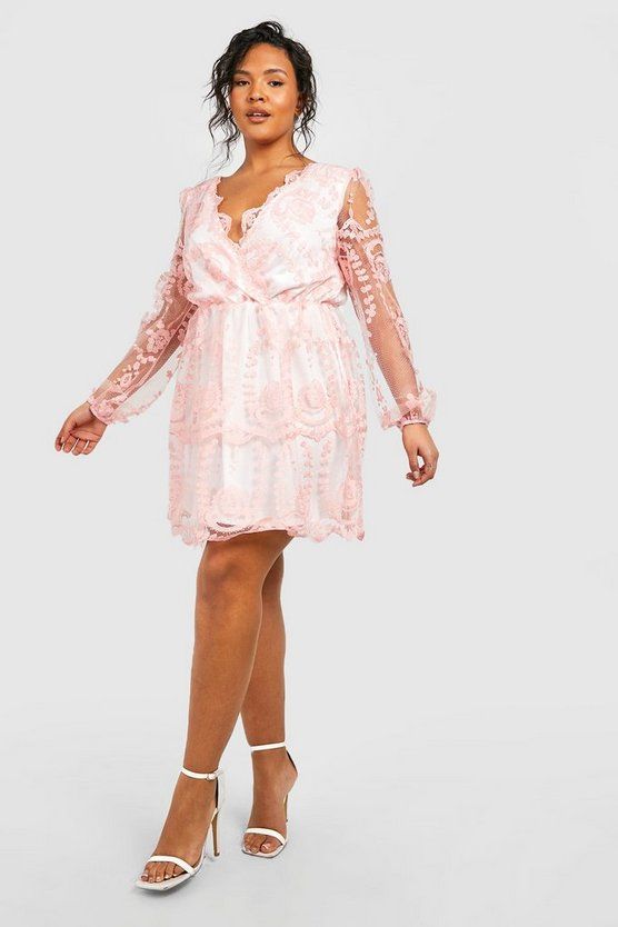 Plus Lace Plunge Skater Dress | Boohoo.com (US & CA)