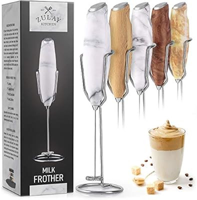Zulay Milk Frother Handheld Foam Maker With Upgraded Holster Stand - Powerful Coffee Frother Elec... | Amazon (US)
