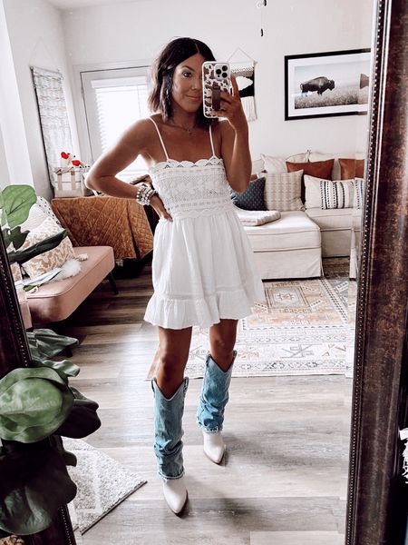 **this dress is sold out
Summer outfit
Country concert outfit 
Wearing a 7 in the boots 


#LTKunder100 #LTKshoecrush #LTKSeasonal