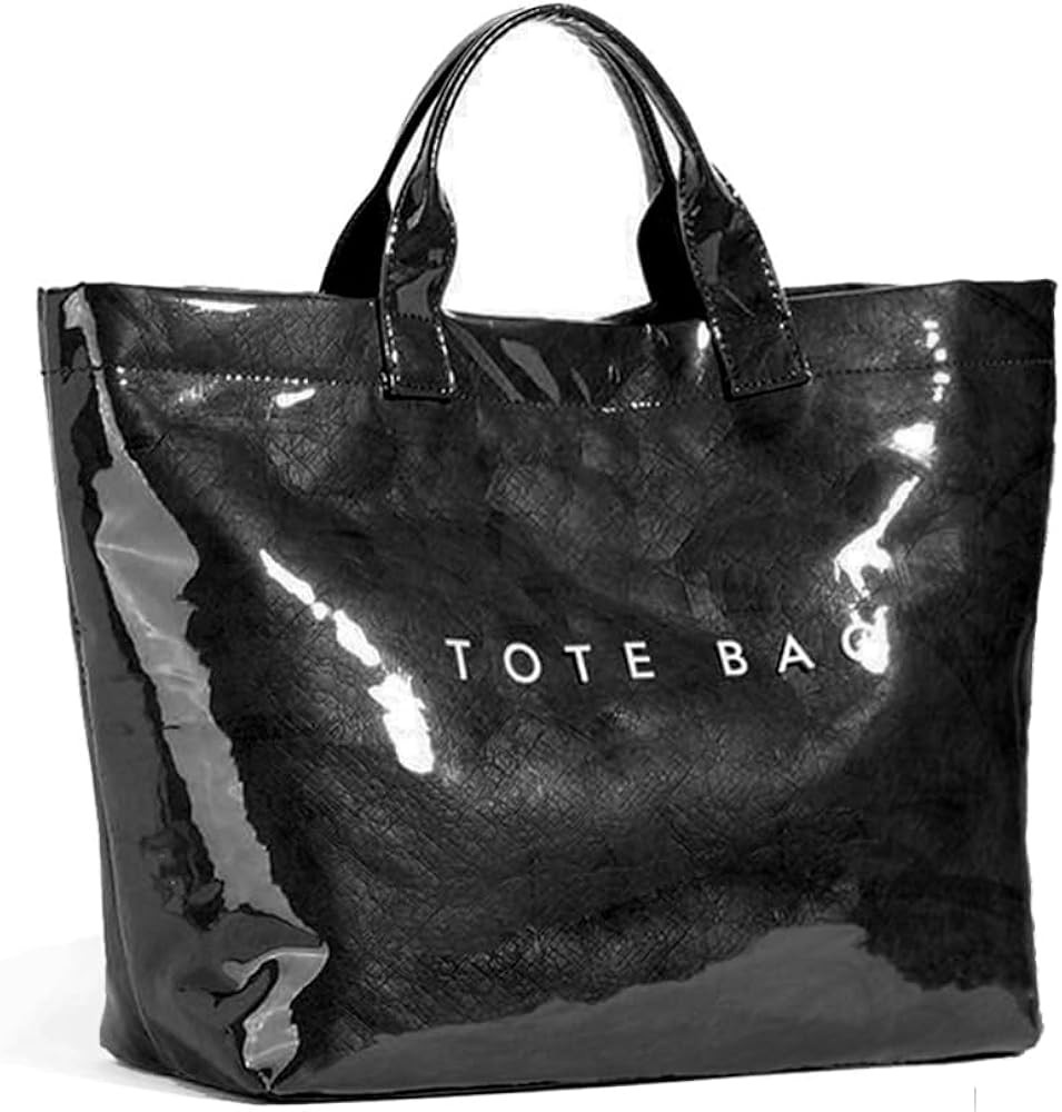 Women's Large PVC Tote Bag Letters Print Handbags Paper Shoulder Bag Clear Shopping Hobo Bag | Amazon (US)