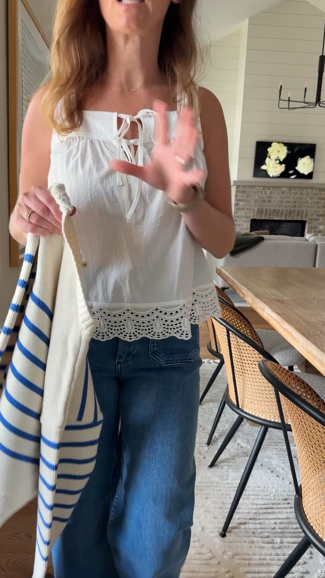 Top size XS
Sweater size small
Jeans size 26

#LTKStyleTip #LTKOver40 #LTKSeasonal