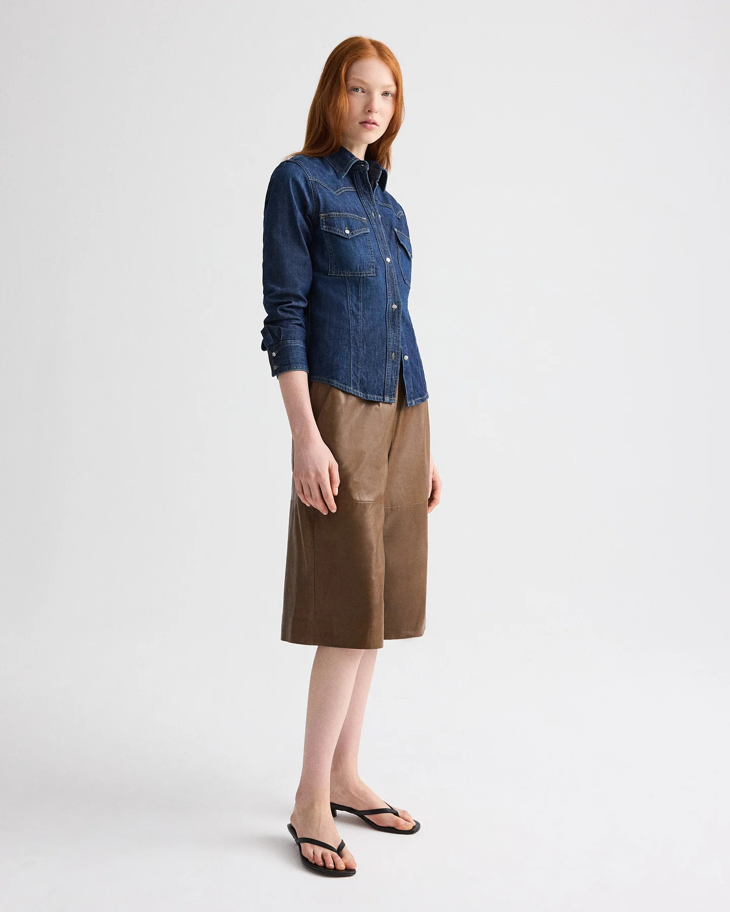 Leather Pull on Cropped Pant in Paper Leather | TWP