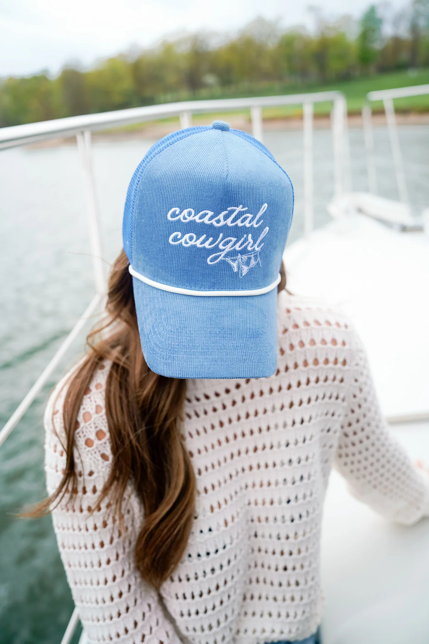 Coastal Cowgirl - Blue Corduroy Trucker Hat | KenzKustomz