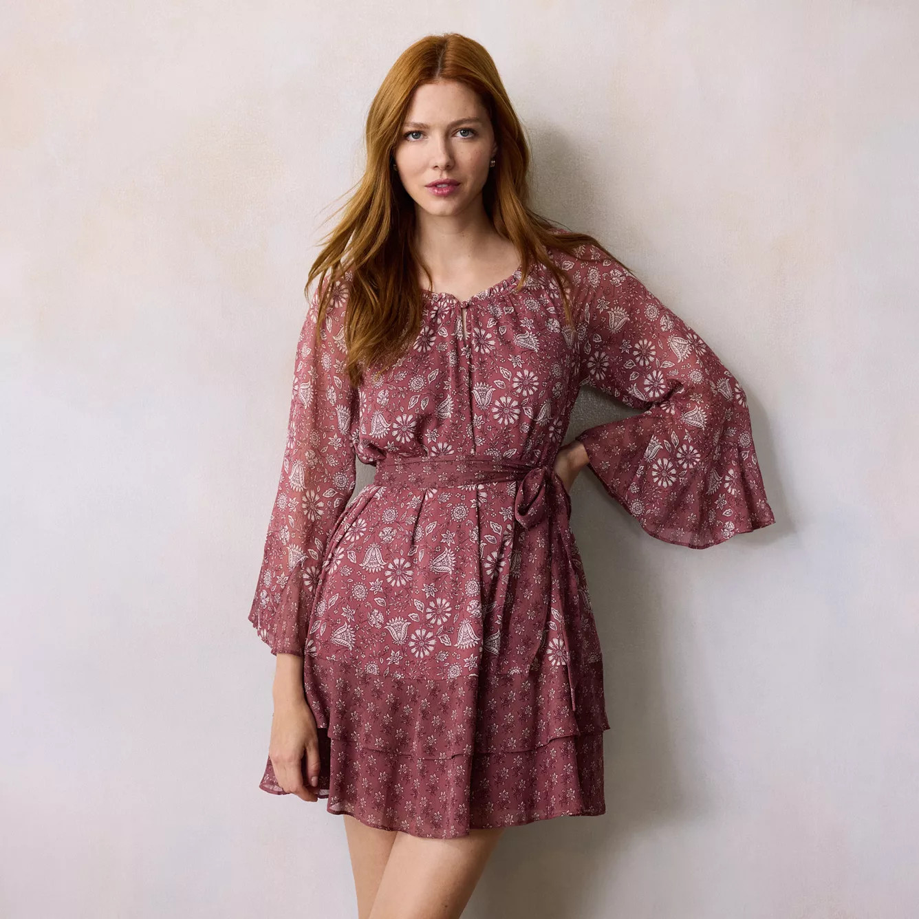 Women's LC Lauren Conrad Godet Sleeve Ruffle Mini Dress | Kohl's