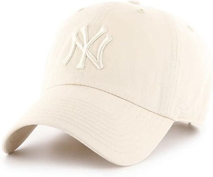 '47 New York Yankees Mens Womens Clean Up Adjustable Strapback Cream Natural White Hat with Tonal... | Amazon (US)