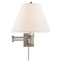 Visual Comfort Primitive Modern Antique Nickel Metal Linen Shade Wall Sconce | Kathy Kuo Home