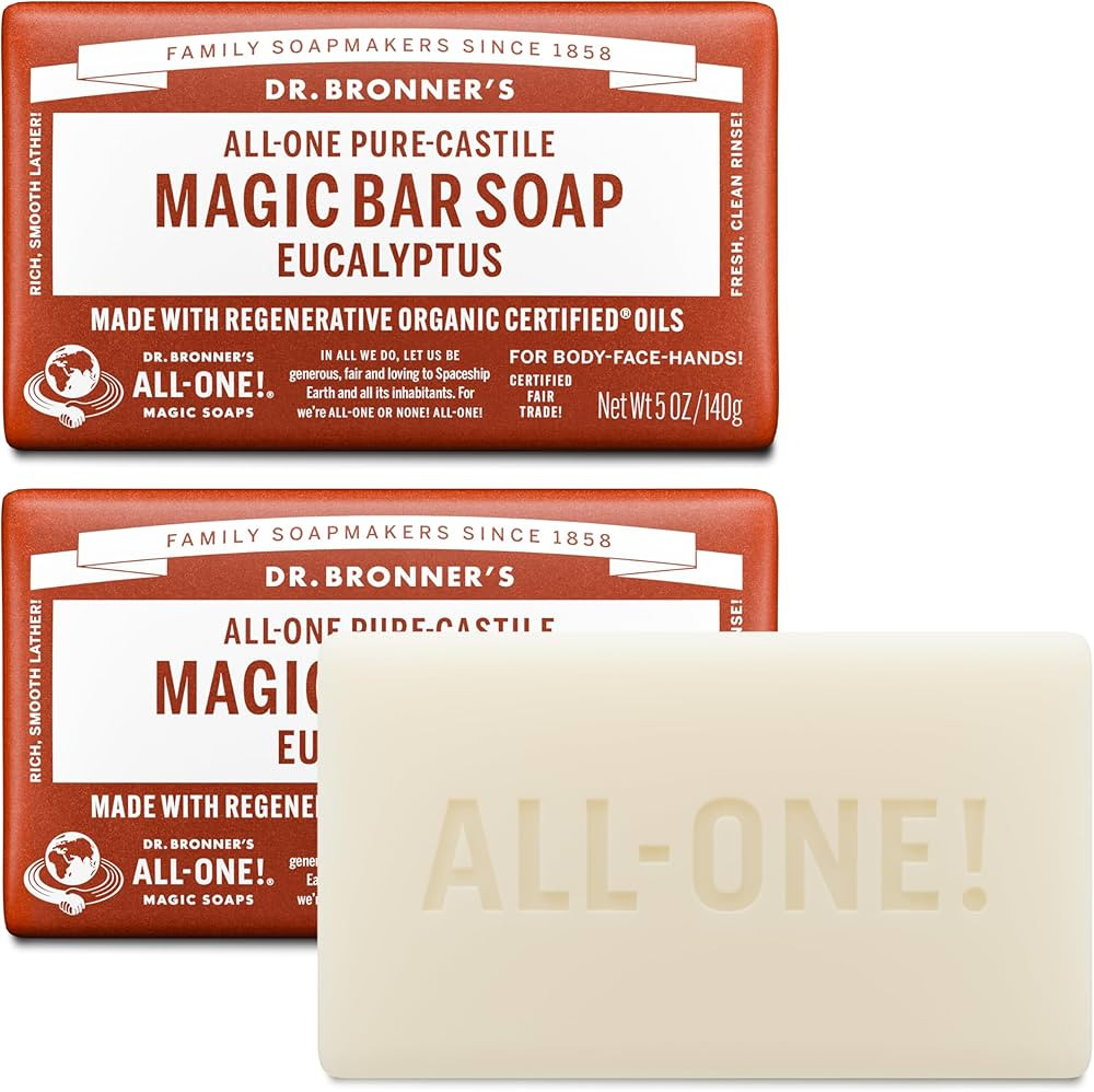 Dr. Bronner's Pure-Castile Magic Bar Soaps - Made with Regenerative Organic Certified Oils - For ... | Amazon (US)