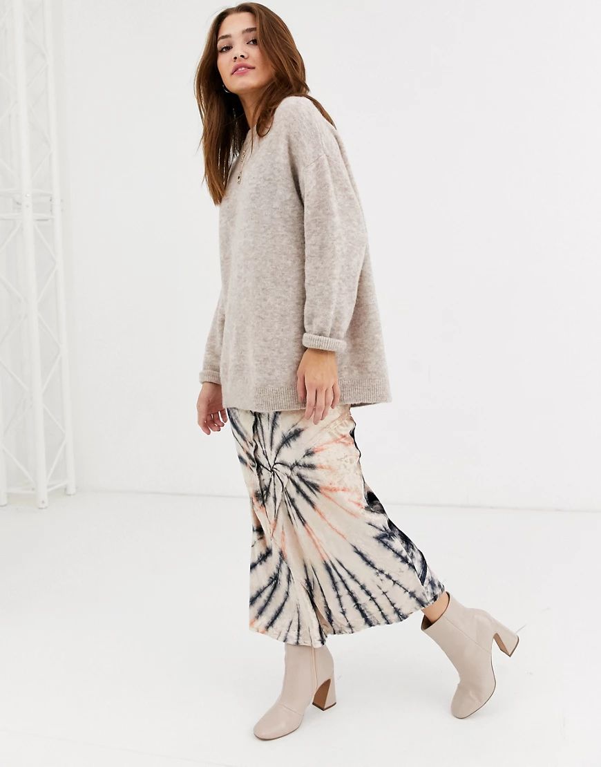 Free People bali serious swagger tie dye skirt in velvet-Cream | ASOS (Global)