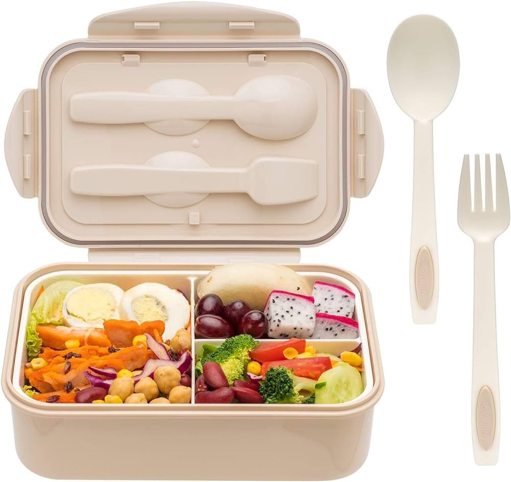 Bento Box for Adults and Kids - 1400ML Bento Box With Spoon & Fork - Durable, Leak-Proof for On-t... | Amazon (US)