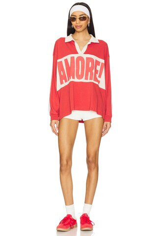 Amore Rugby Top in Washed Scarlet | Revolve Clothing (Global)