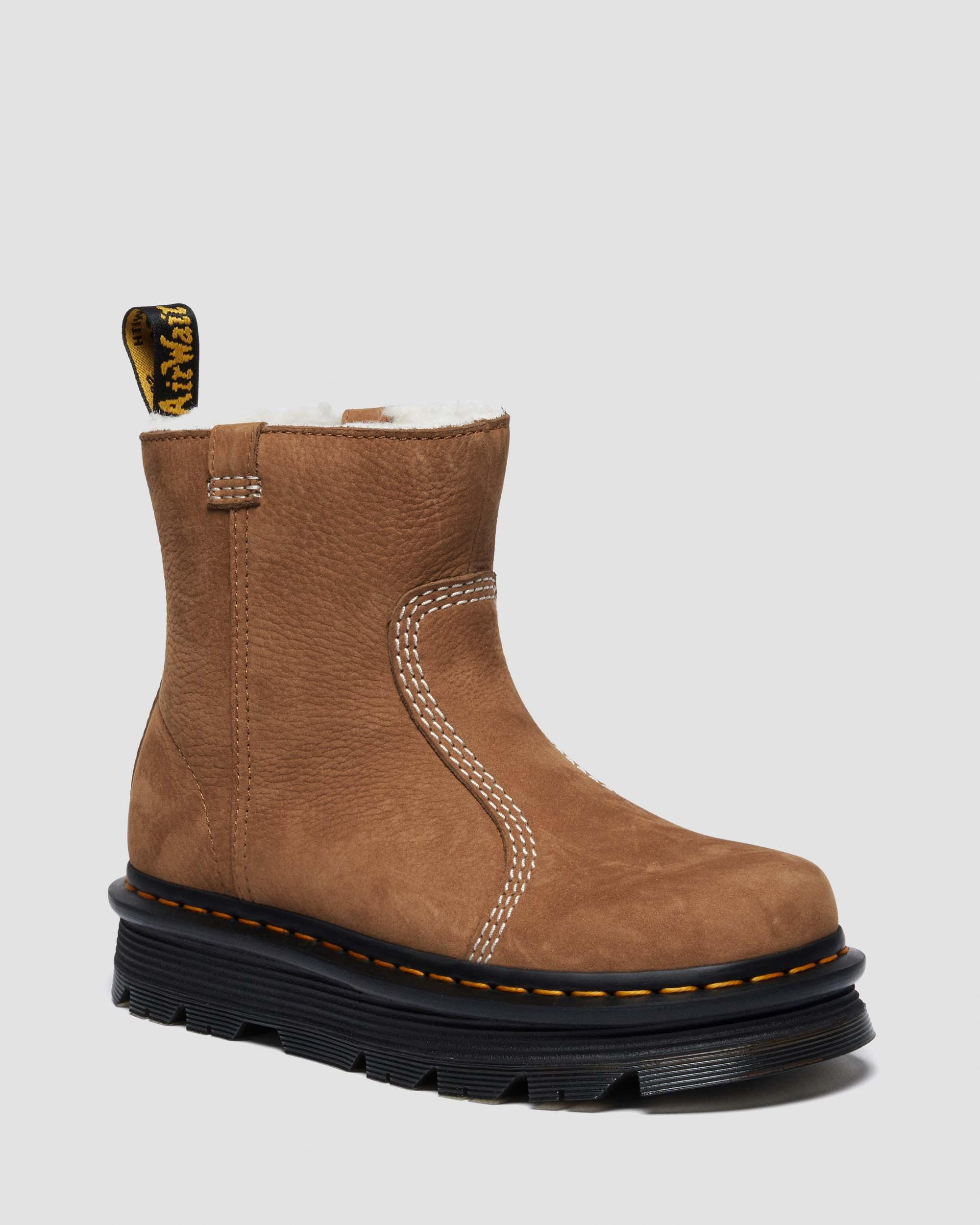 ZEBZAG RIGGER WARM LINED SLIP ON NUBUCK BOOTS in Desert Brown | Dr. Martens | Dr. Martens