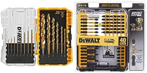 DEWALT DW1354 14-Piece Titanium Drill Bit Set, Yellow and DEWALT DWA2T40IR IMPACT READY FlexTorq ... | Amazon (US)
