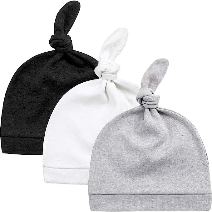 KiddyCare Baby Hats Newborn 100% Organic Cotton - Soft Knotted Cap, for 0-6 Months Old Infants Bo... | Amazon (US)