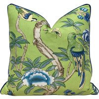 Thibaut Giselle Pillow in Lime Green, Solid Blue Pipping. Decorative Cover, Accent Throw Cushion, Designer Pillow, Lumbar | Etsy (US)