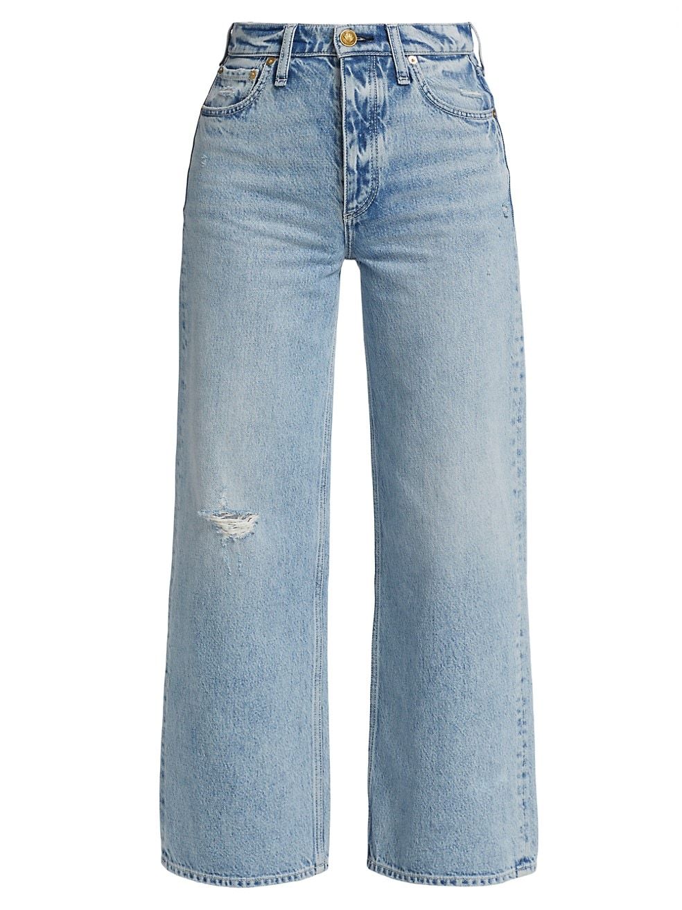 rag & bone Andi Distressed High-Rise Wide-Leg Jeans | Saks Fifth Avenue