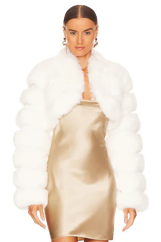 Adrienne Landau Faux Fox Fur Short Jacket in Snow White from Revolve.com | Revolve Clothing (Global)
