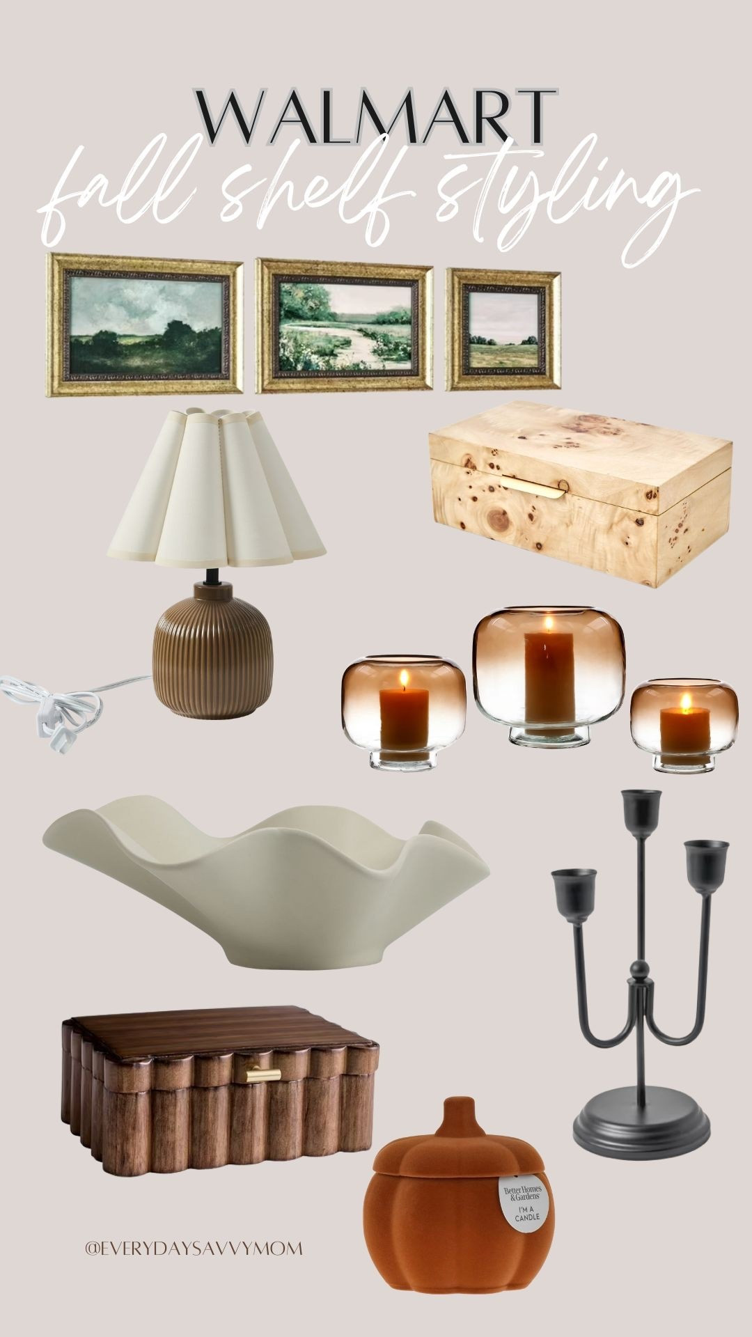 Beautiful fall shelf styling from Walmart. Loving the neutral brown tones, perfect addition to your decor  

#LTKFindsUnder50 #LTKHome #LTKSeasonal