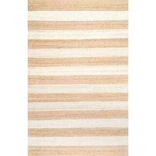 Alisia Stripes Jute Off White 4 ft. x 6 ft. Area Rug | The Home Depot