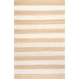 Alisia Stripes Jute Off White 4 ft. x 6 ft. Area Rug | The Home Depot