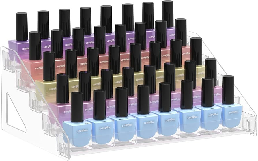 Nail Polish Holder Stand - 5 Layers Clear Acrylic Nail Polish Organizer Rack, Nail Polish Tray Di... | Amazon (US)