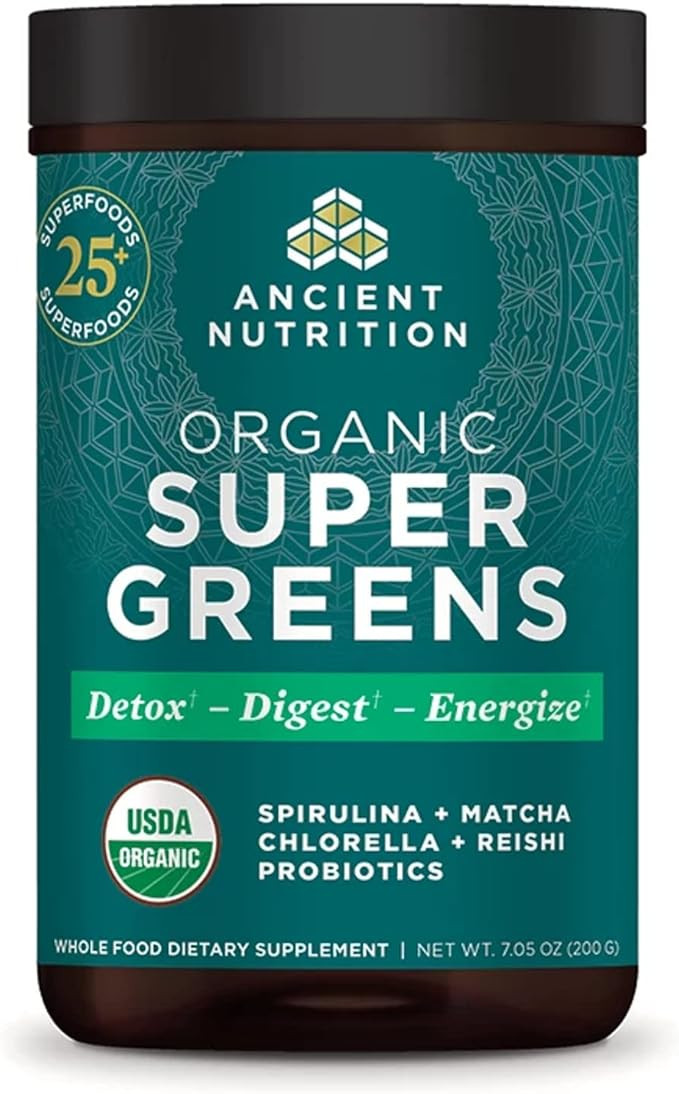 Ancient Nutrition Super Greens Powder, Organic Superfood Powder with Probiotics Made with Spiruli... | Amazon (US)