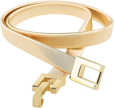 Skinny Waist Belt of Women Elastic Metal Stretch Chain Belt Gold and Silver | Amazon (US)