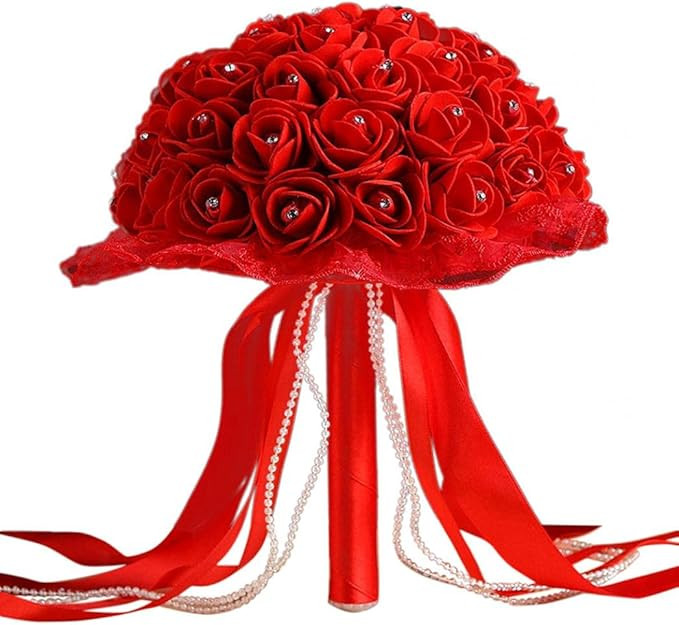 Wedding Bridal Bouquet, CreazyBee Wedding Bride Bouquet, Wedding Holding Bouquet with Artificial ... | Amazon (US)