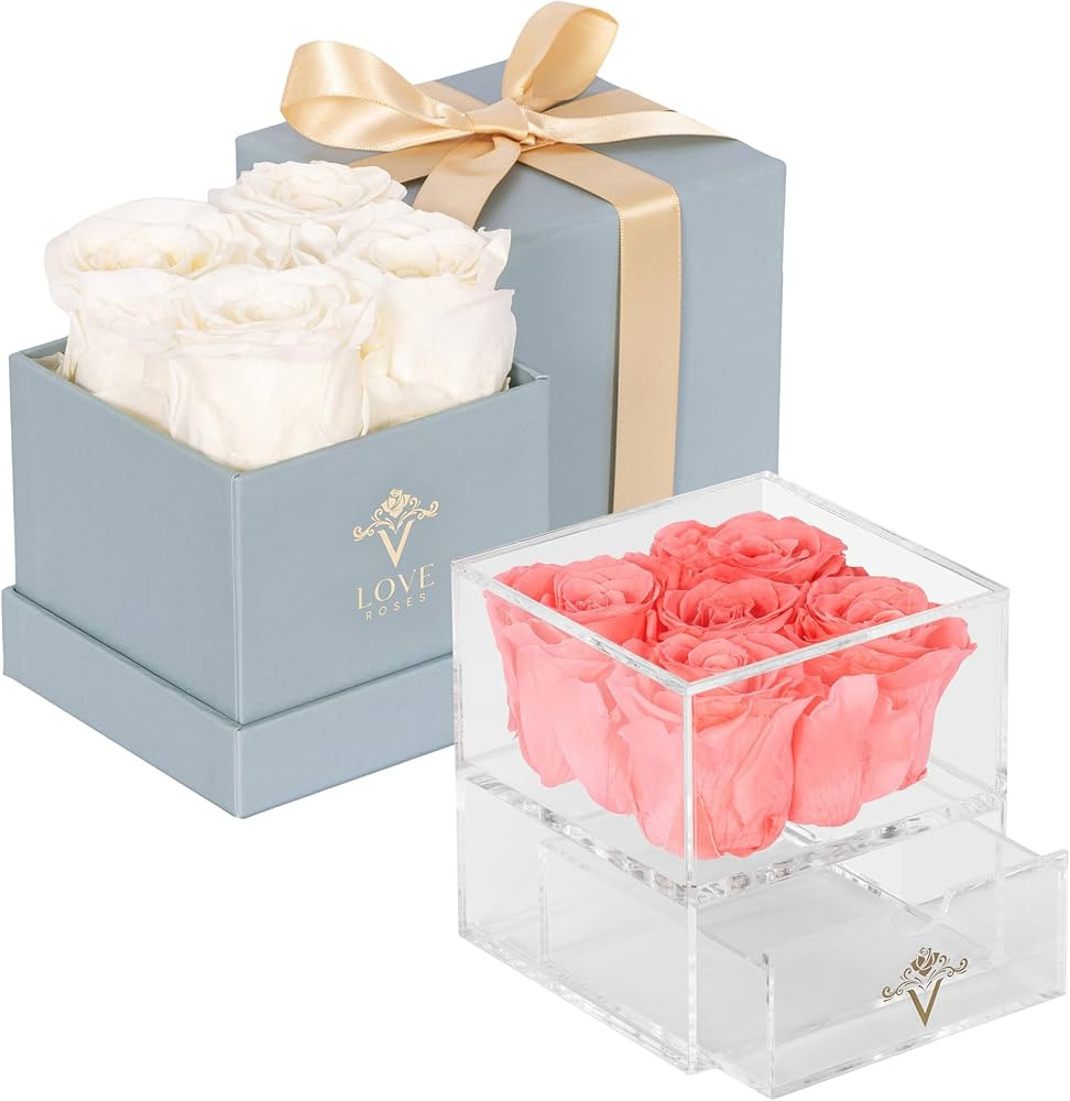 VLove® Forever Roses in a Box | Real Roses Forever Flowers Box | Naturally Preserved Flowers | P... | Amazon (US)