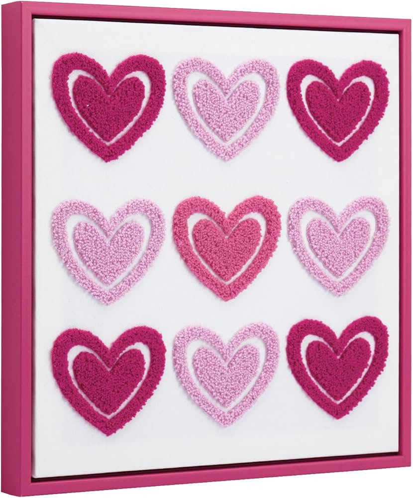 ArtbyHannah Valentines Day Wall Decor, 3D Textured Valentine Wall Decorations, Framed Canvas Wall... | Amazon (US)