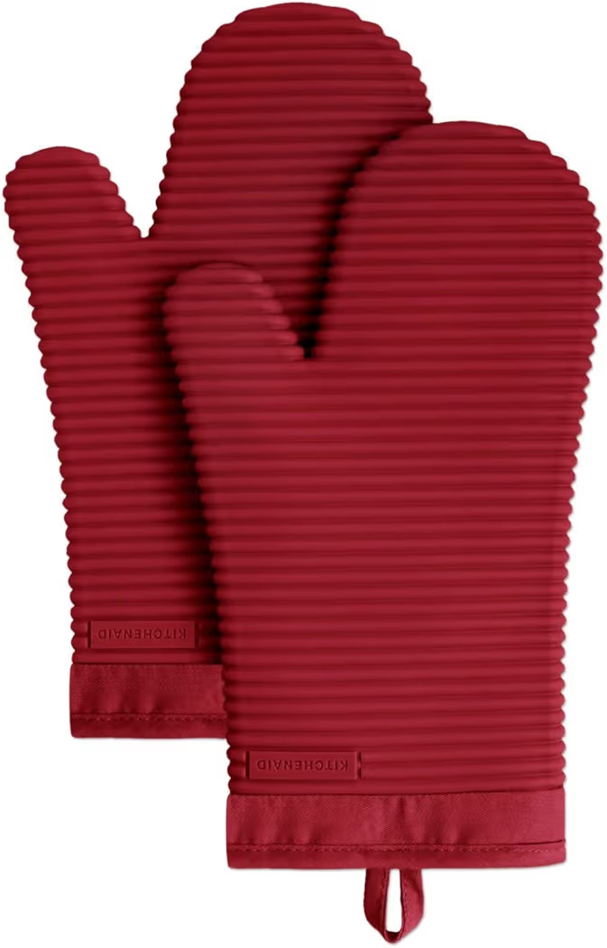 KITCHENAID Ribbed Soft Silicone Oven Mitt 2-Pack Set, 7.5"x13", Smoked Paprika | Amazon (US)