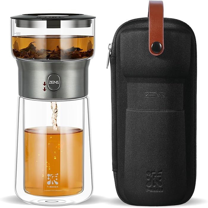 ZENS Modern Glass Tea Infuser Teapot, Smart One Touch Tea Maker for Loose Tea Diffusers with Insu... | Amazon (US)