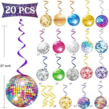Disco Ball Party Hanging Swirls 70s Disco Birthday Party Decoration Disco Ball Themed Swirl Ceili... | Amazon (US)