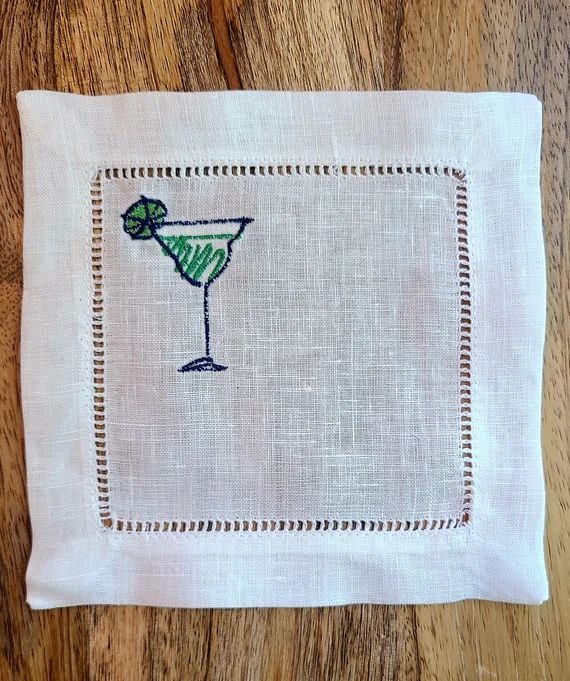 Margarita Custom Embroidered Cocktail Napkins, Set of Four | Etsy (US)