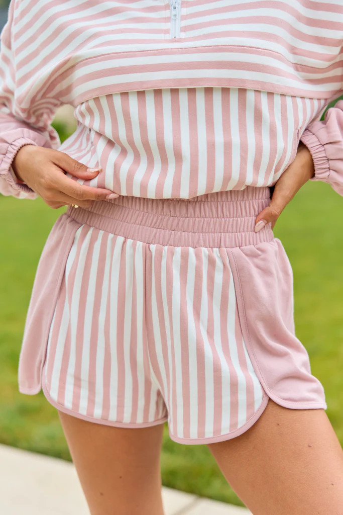 Mallory Dusty Pink Striped Shorts | Pink Lily