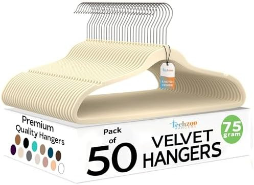 50 Pack New Premium Quality Velvet Hangers Ultra Thin Non Slip Adult Felt Space Saving Hangers fo... | Amazon (US)