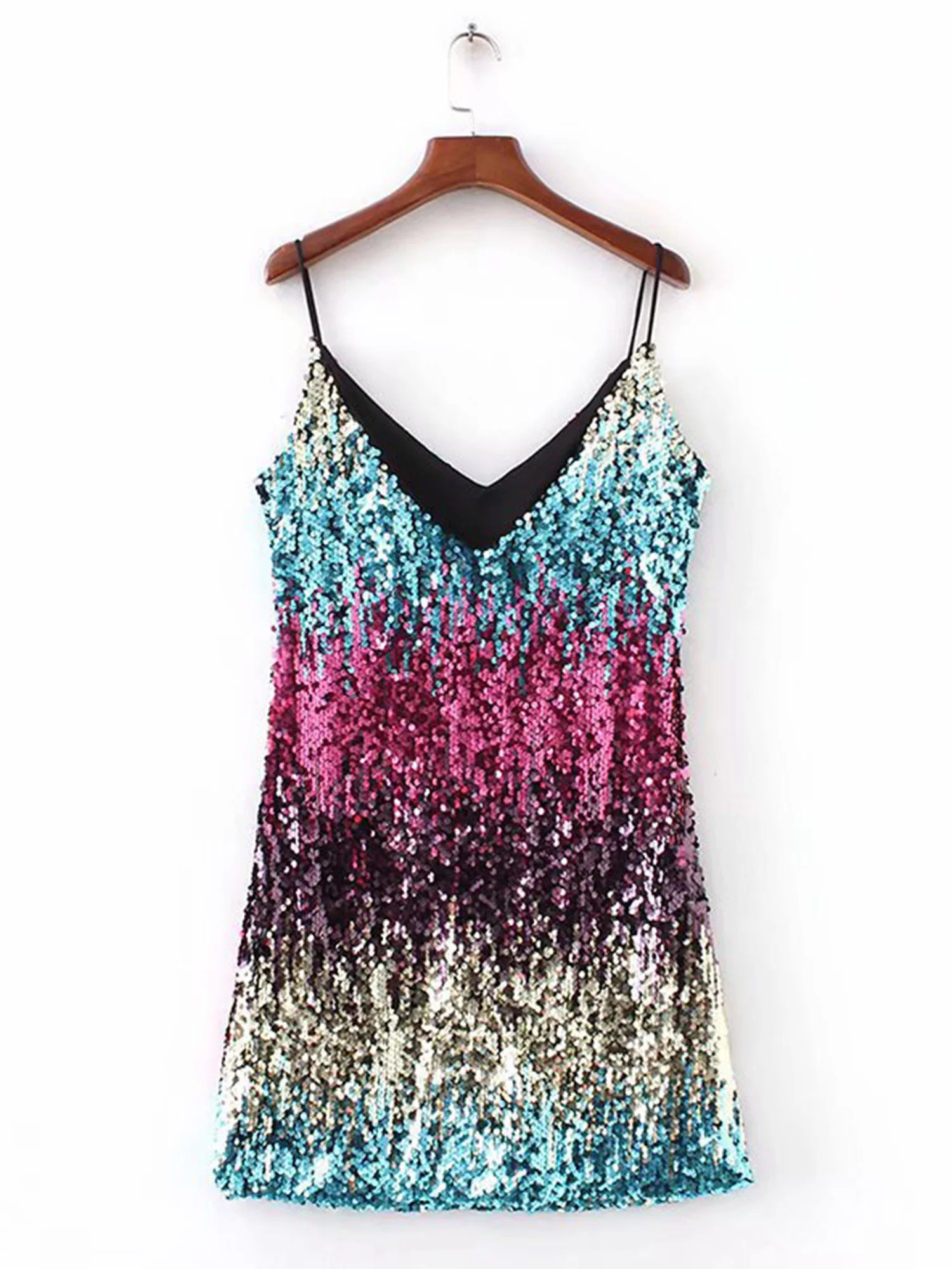 JustVH Women Sexy Sequin V-Neck Halter Dresses Backless Slip Dresses | Walmart (US)