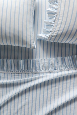 Organic Cotton Spa Sateen Ruffled Sheet Set | Anthropologie (US)