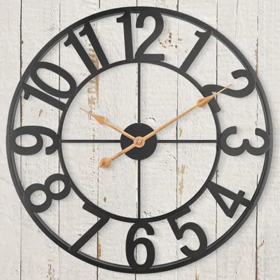 Outdoor Clocks for Patio, Large Outdoor Pool Clock, Vintage Metal Outdoor Clock Battery Operated, European Industrial Skeleton Wall Clock for Backyard | Wayfair North America