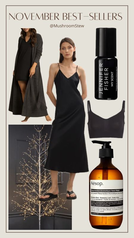 November Best-Sellers include my favorite hand soap, nontoxic perfume, the best silk dress of all-time, the best wire-free bra, and our favorite holiday twinkle trees 🤍

#LTKfindsunder100 #LTKSeasonal #LTKGiftGuide