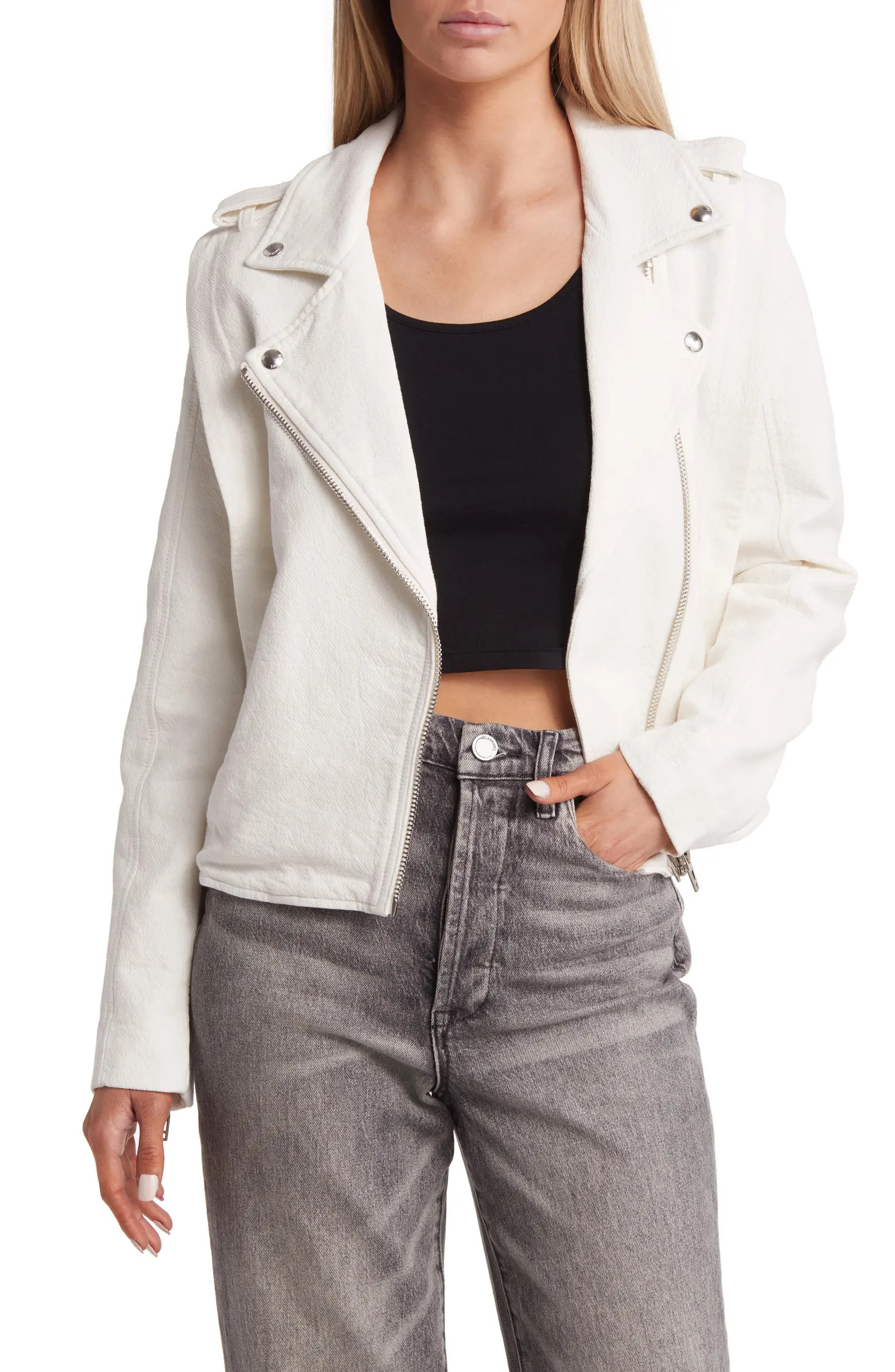 Cotton Crepe Moto Jacket | Nordstrom