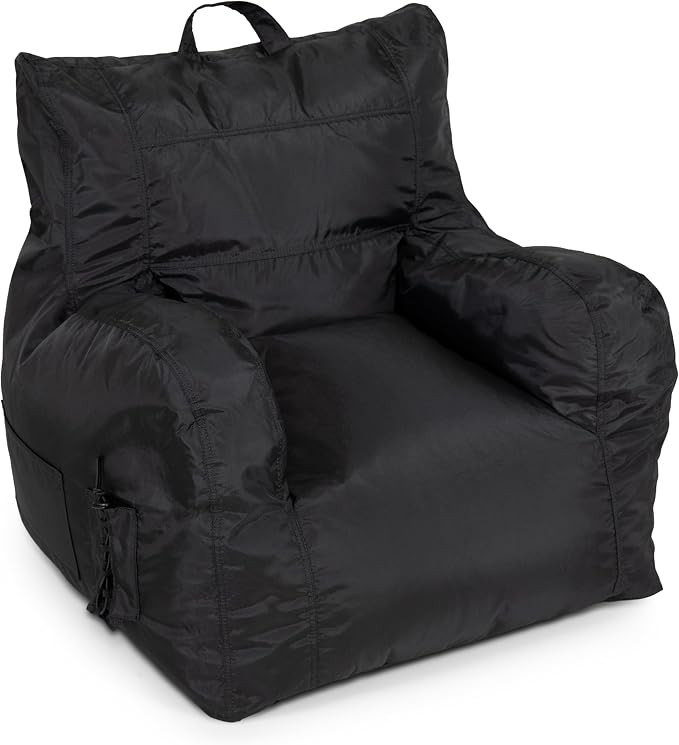 Big Joe Dorm Bean Bag Chair with Drink Holder and Pocket, Black Smartmax, Durable Polyester Nylon... | Amazon (US)
