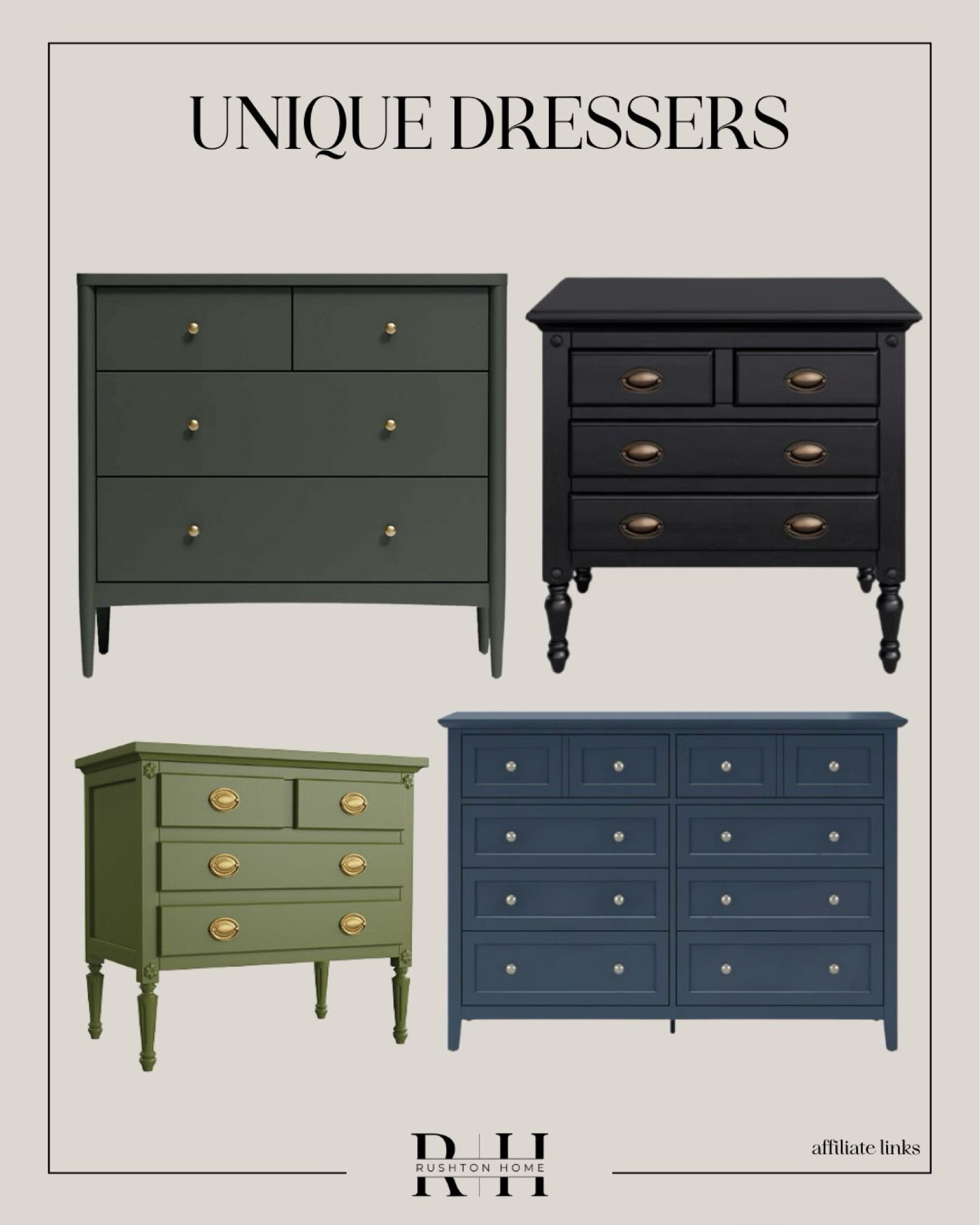 Unique dressers and side tables. Painted dressers, antique dressers. Love these finds!!

#LTKHome