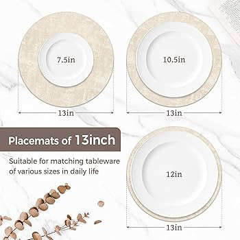 13" Round Placemats Set of 4, Reversible Faux Leather Heat Resistant Table Mats, 100% Waterproof ... | Amazon (US)