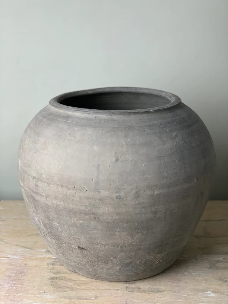 Large vintage black grey pot {E} (free shipping) | Etsy (US)