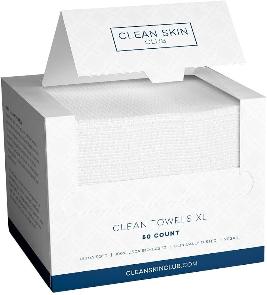 Clean Skin Club Clean Towels XL, 100% USDA Biobased Dermatologist Approved Face Towel, Disposable... | Amazon (US)