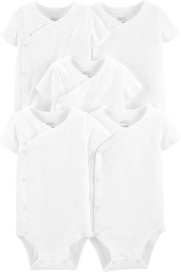 Simple Joys by Carter's Unisex Babies' Short-Sleeve Side Snap Bodysuit, Pack of 5 | Amazon (US)