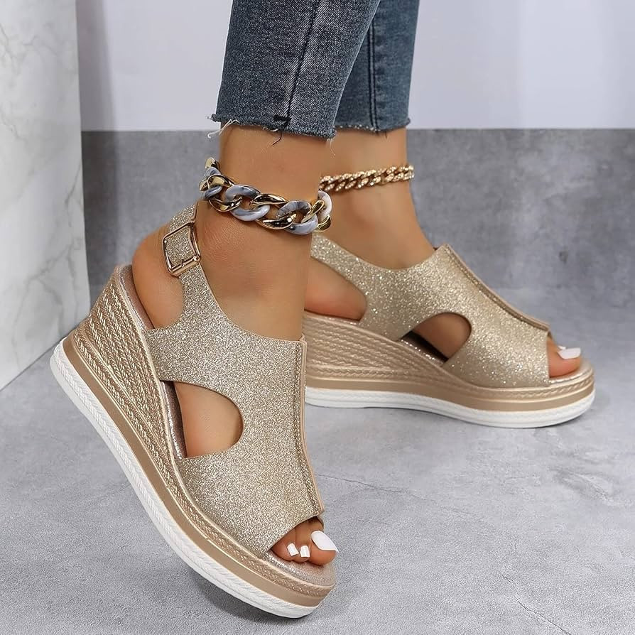 Wedge Sandals for Women Summer Dress 2023 Women's Wedge Platform Sandals Mid Heel Buckle Ankle St... | Amazon (US)
